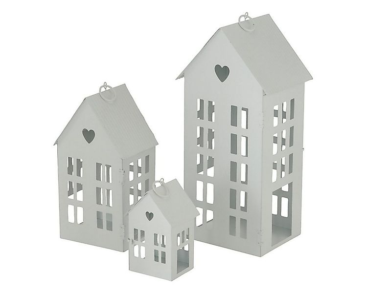Spetebo Kerzenlaterne Laterne ALAMO 3er Set 35 / 24 / 13 cm - weiß (Set, 3 günstig online kaufen