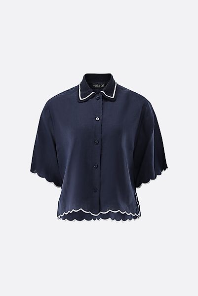 Kurzarm Hemdbluse aus Leinen mit Häkelkragen günstig online kaufen