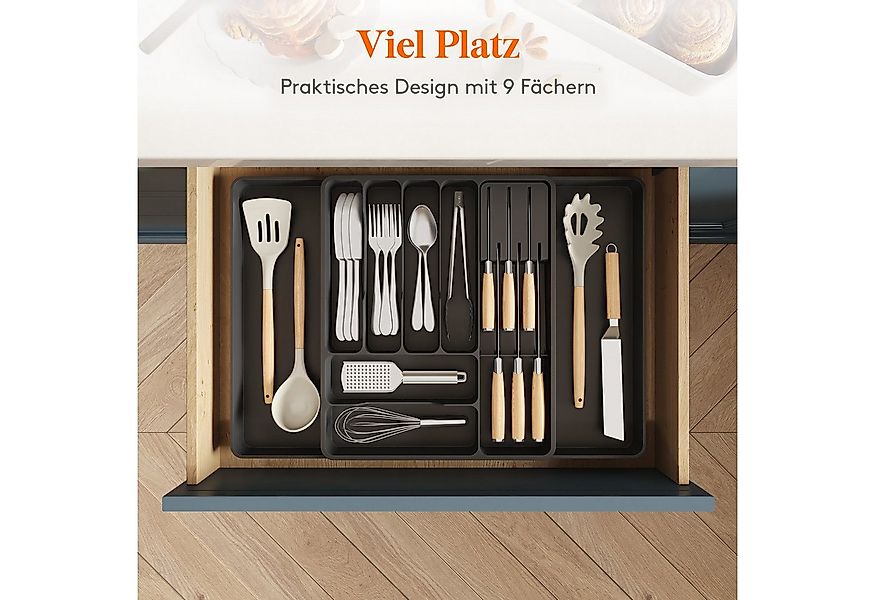 Lifewit Besteckeinsatz Erweiterbarer Besteckkasten mit herausnehmbarem Mess günstig online kaufen