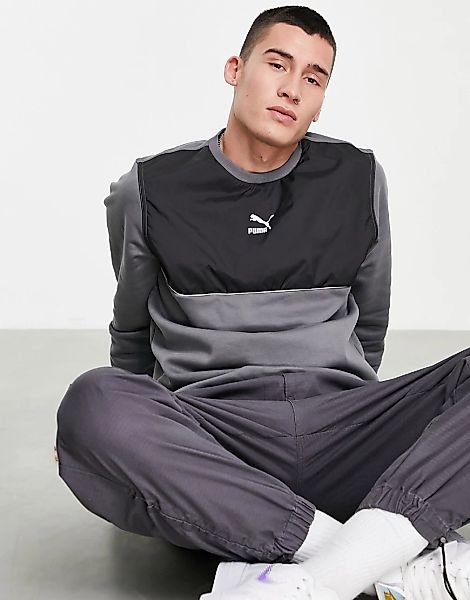 PUMA – CLSX – Sweatshirt in Grau und Schwarz günstig online kaufen