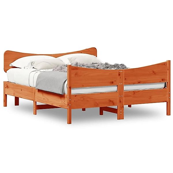 vidaXL Massivholzbett ohne Matratze Wachsbraun 135x190 cm Kiefernholz 32163 günstig online kaufen