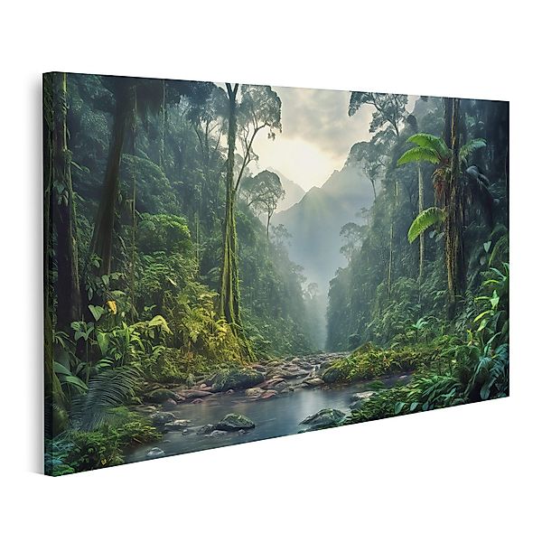 islandburner Leinwandbild Regenwald Landschaft Bäume Nebel günstig online kaufen
