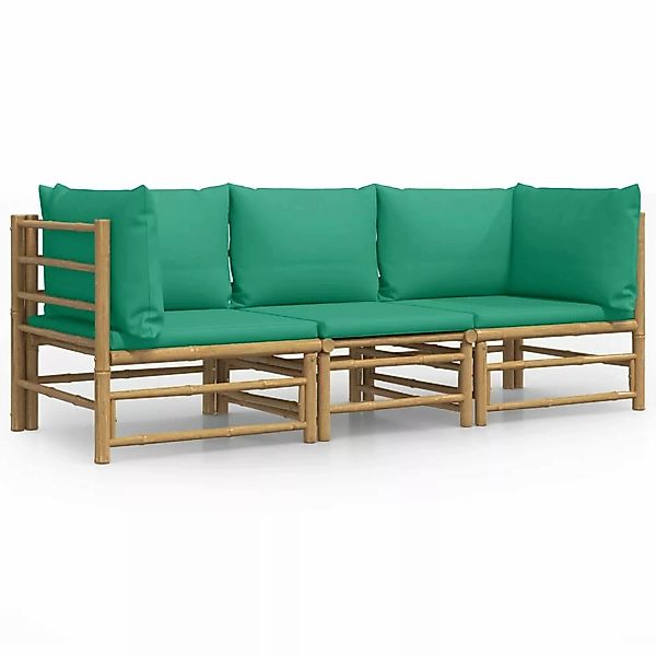 vidaXL Gartenlounge-Set 3-tlg. Garten-Lounge-Set mit Grünen günstig online kaufen