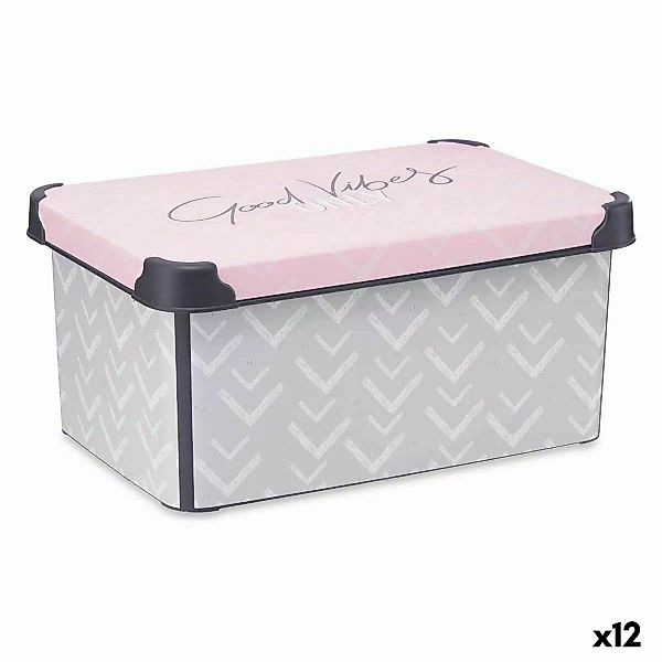 Aufbewahrungsbox Mit Deckel Vibes Grau Rosa Kunststoff 10 L (22,7 X 16,5 X günstig online kaufen