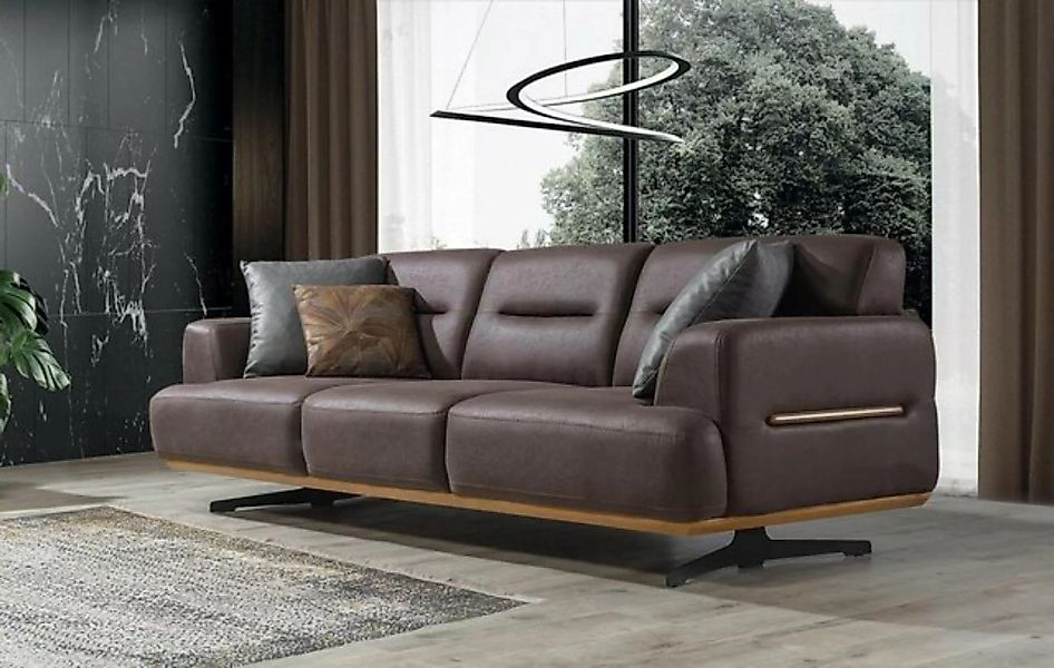 JVmoebel Sofa Modern Sofa 3 Sitz Leder Braun Möbel Couch Sitzpolster Dreisi günstig online kaufen