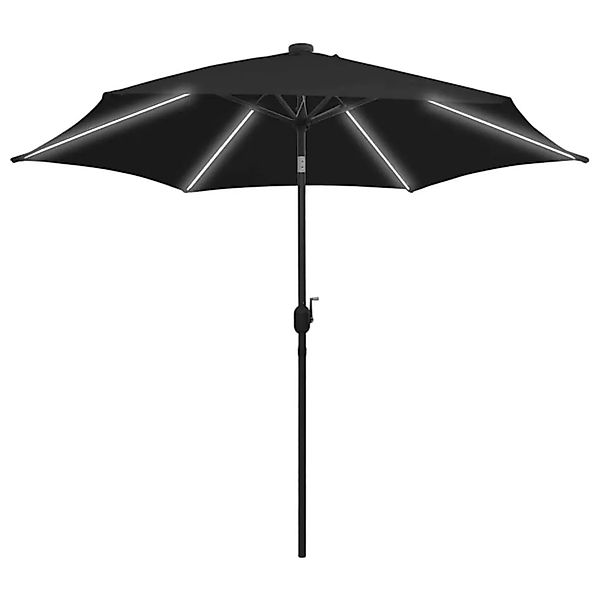 vidaXL Sonnenschirm mit LED-Beleuchtung und Alu-Mast 300 cm Schwarz 47366 günstig online kaufen
