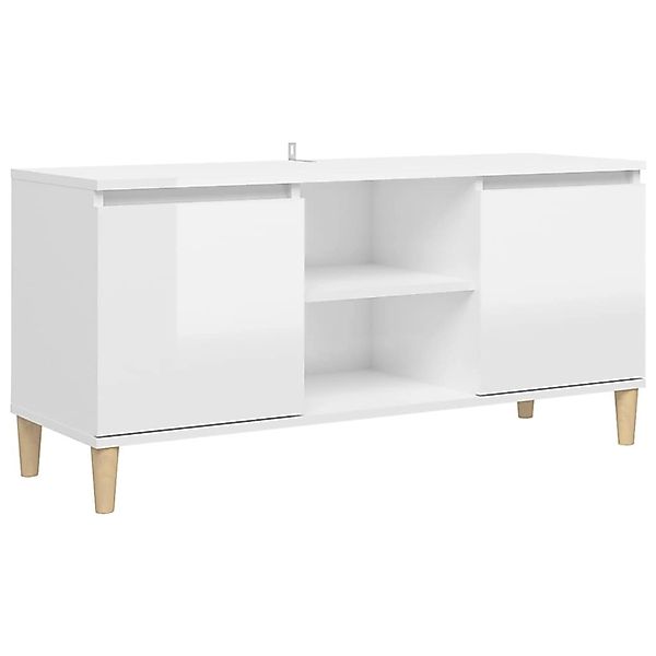 vidaXL TV-Schrank mit Massivholz-Beinen Hochglanz-Weiß 103,5x35x50 cm 80596 günstig online kaufen