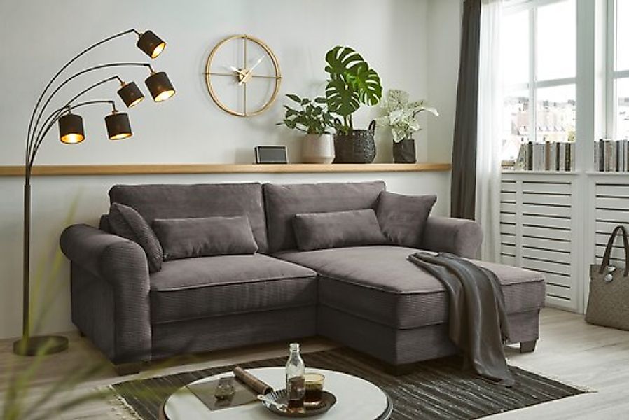 ED EXCITING DESIGN Ecksofa »Angelina L-Form«, mit Bettfunktion, Bettkasten günstig online kaufen
