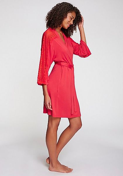 LASCANA Kimono, Kurzform, Viskose, Kimono-Kragen, Gürtel, Mit schönen Spitz günstig online kaufen