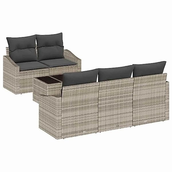 vidaXL Sofa Set mit Kissen 6-Tlg Hellgrau und Dunkelgrau Poly-Rattan 335527 günstig online kaufen