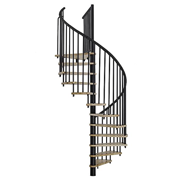 Minka Spindeltreppe Spiral Effect Ø 120 cm Eiche Schwarz Raumhöhe bis 305 c günstig online kaufen