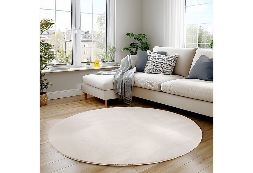 Carpettex Veloursteppich Unicolor - Einfarbig, Rund, Höhe: 11 mm, Perfekt g günstig online kaufen