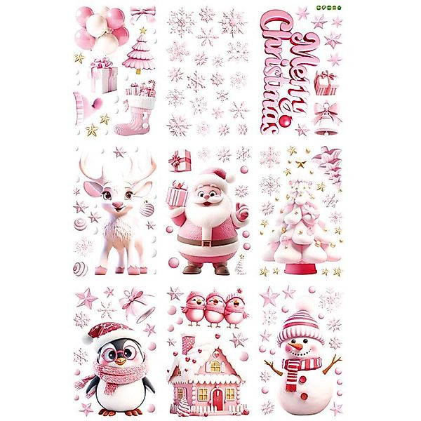 CLTYQ Fenstersticker Weihnachten, Fensterbilder,3D Weihnachtsmann Elch günstig online kaufen