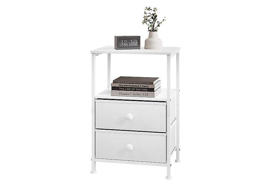 EUGAD Nachttisch (1-St), 40x60x30 cm, aus Vliesstoff, Metall, Holz, Weiß günstig online kaufen