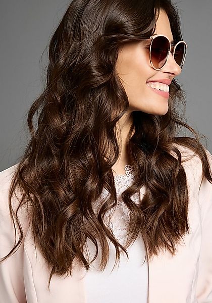 Laura Scott Sonnenbrille mit golffarbendem Vollrand und rosa Halbbesatz - N günstig online kaufen