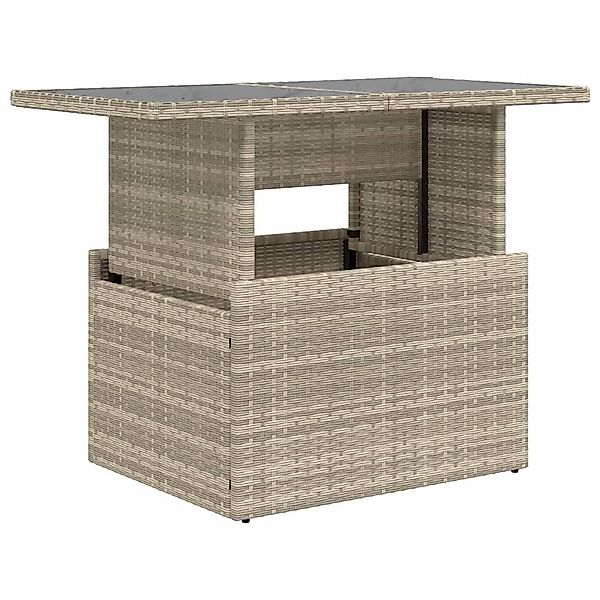 vidaXL Gartentisch Gartentisch mit Glasplatte Hellgrau günstig online kaufen