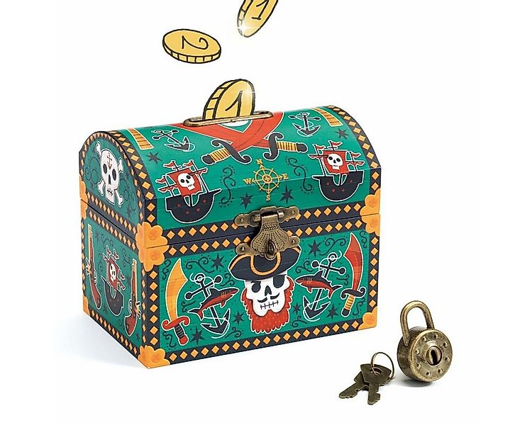 DJECO Spardose Pirat Holzspardose mit Schloß und Schlüssel günstig online kaufen
