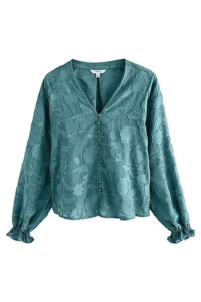 Next Langarmbluse Langärmelige Jacquardbluse mit Bindeausschnitt günstig online kaufen