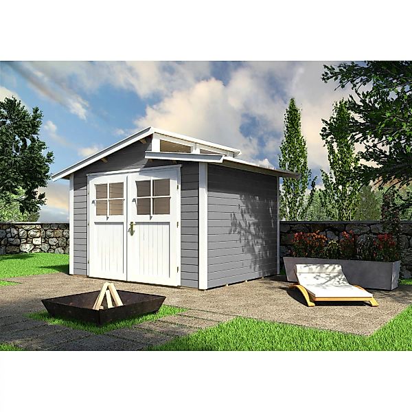 Weka Holz-Gartenhaus Grau Pultdach Lasiert 231 cm günstig online kaufen