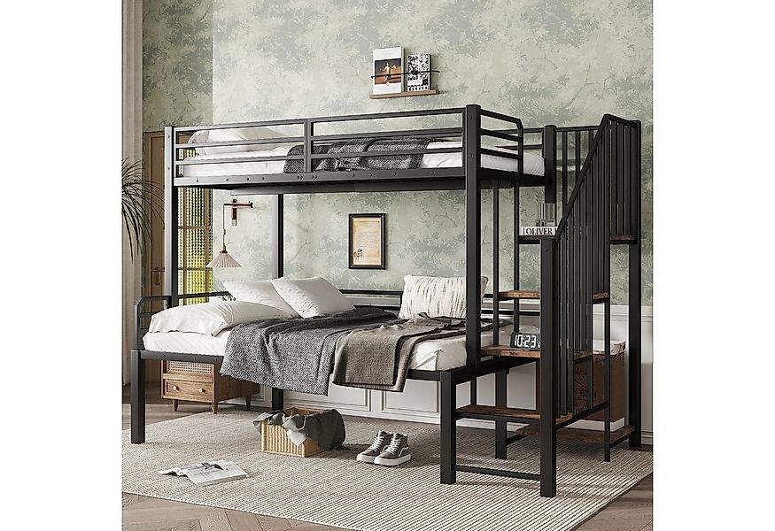 Flieks Etagenbett, Metallbett 90x200cm&120x200cm mit Rausfallschutz und Sta günstig online kaufen