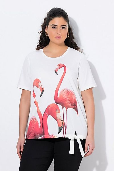 Ulla Popken T-Shirt T-Shirt Flamingo Ziersteine Rundhals Halbarm günstig online kaufen