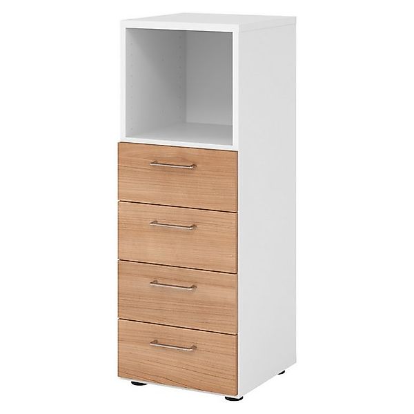 bümö Aktenschrank smart Schubladen Kombi - 4 Schübe Dekor: Weiß/Nussbaum günstig online kaufen