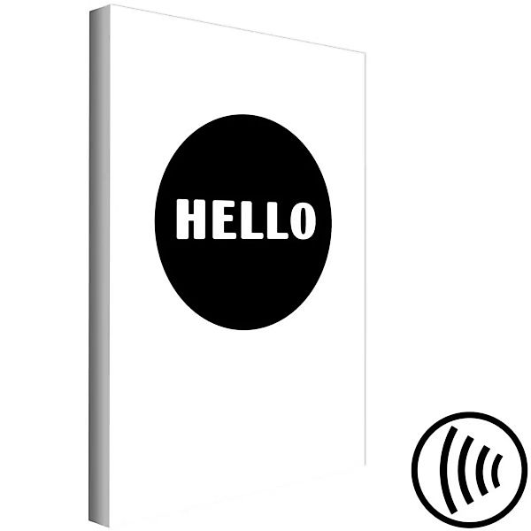 Bild auf Leinwand Hello - weißer Schriftzug in einem schwarzen Kreis XXL günstig online kaufen