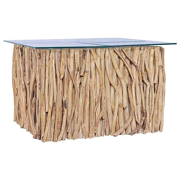 vidaXL Couchtisch mit Glasplatte 66x66x40 cm Massivholz Teak 288814 günstig online kaufen
