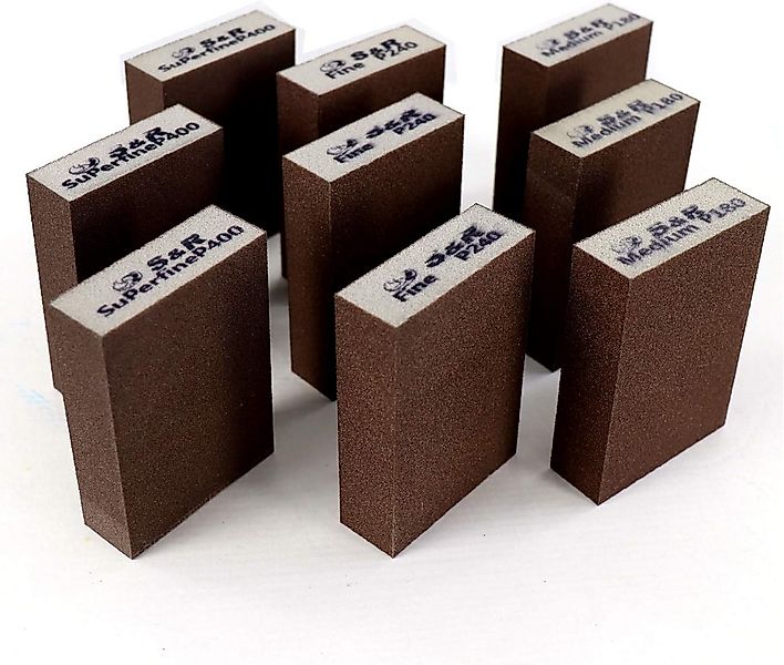 S&R Schleifschwamm Schleifklötze, Handschleifer, 3 Körnungen, 100 x 70 x 25 günstig online kaufen