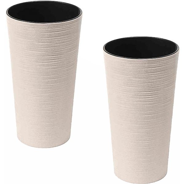 Siena GardenPflanzgefäß Set 2 teilig Eco Locon Weiß Ø 25 cm x 46,5 cm günstig online kaufen