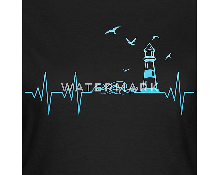 Spreadshirt T-Shirt Küste Meer Leuchtturm Herschlag EKG Moin Frauen T-Shirt günstig online kaufen