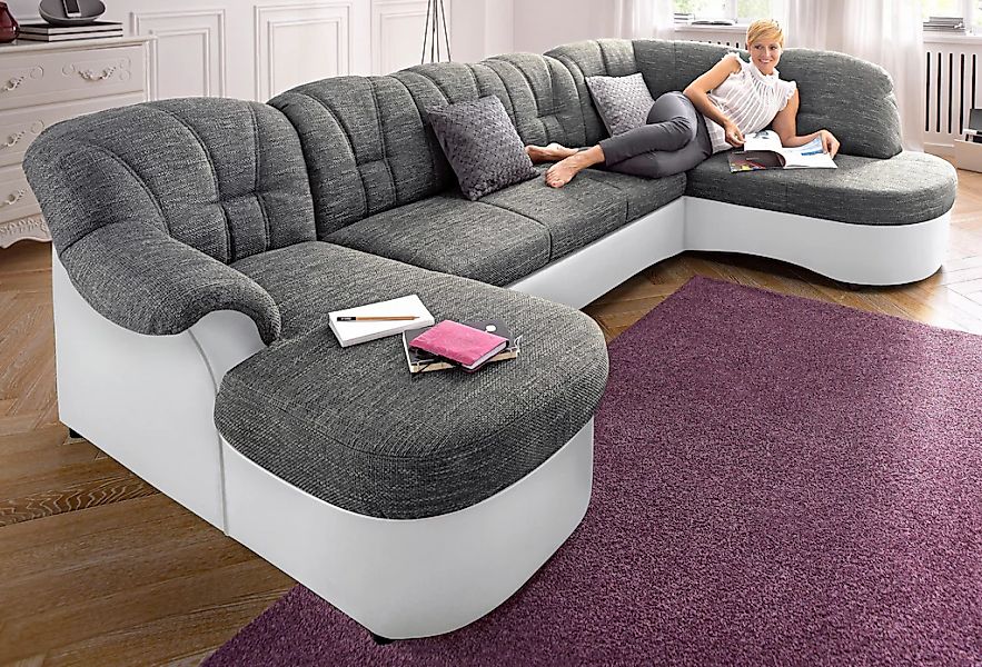 DOMO collection Wohnlandschaft "Flores auch in Leder-Bezug, B/T/H: 293/180/ günstig online kaufen