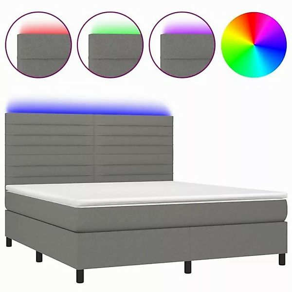 vidaXL Boxspringbett Boxspringbett mit Matratze LED Dunkelgrau 160x200 cm S günstig online kaufen