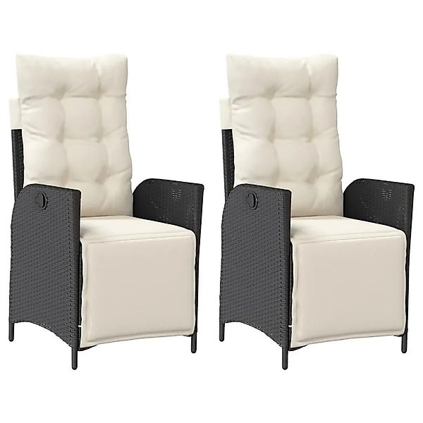 vidaXL Gartensessel mit Fußteil 2 Stk Verstellbar Schwarz Poly Rattan 36528 günstig online kaufen