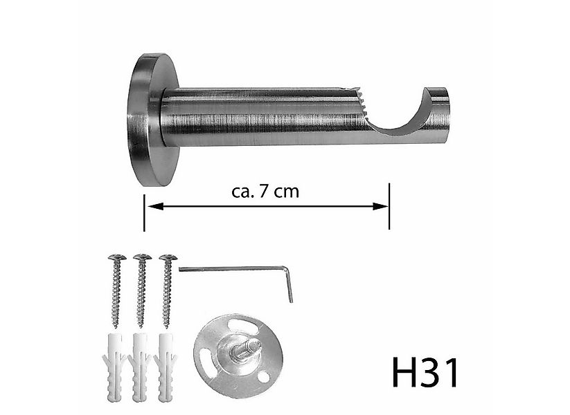 BASIT Gardinenstange Edelstahloptik 20mm mit Wandträgern 120 cm E80, Ø 20 m günstig online kaufen