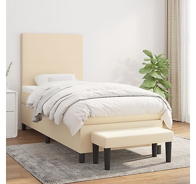 vidaXL Boxspringbett Boxspringbett mit Matratze Creme 90x200 cm Stoff Bett günstig online kaufen