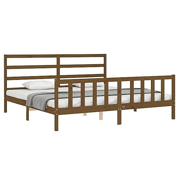 vidaXL Bett Massivholzbett mit Kopfteil Honigbraun 200x200 cm günstig online kaufen