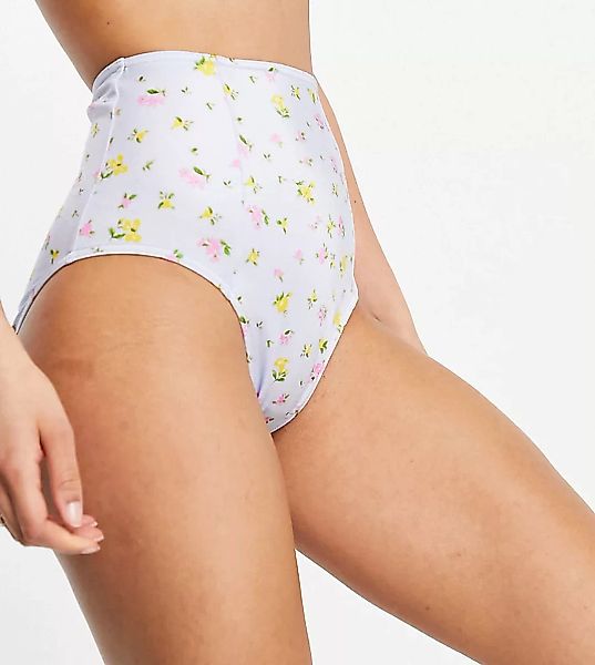 ASOS DESIGN Tall – Bikiniunterteil mit hohem Bund und Gartenblumenmuster-Me günstig online kaufen