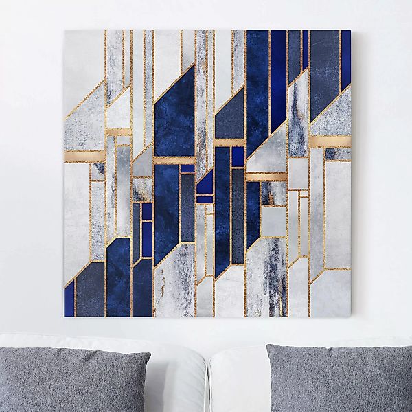 Leinwandbild - Quadrat Geometrische Formen mit Gold günstig online kaufen