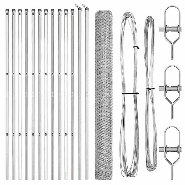 vidaXL Zaunpfosten Silber 25 x 1,5 m 13 mm Maschenweite Stahl 3352966 günstig online kaufen