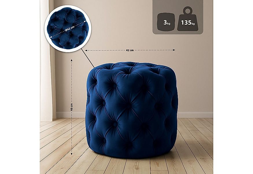 CLP Sitzhocker Drancy Samt (1er, 1 St., 1er), gepolstert mit Zierknöpfen günstig online kaufen