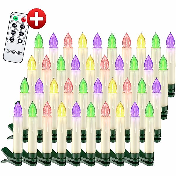 LED Weihnachtsbaumkerzen 40er-Set Bunt Fernbedienung günstig online kaufen