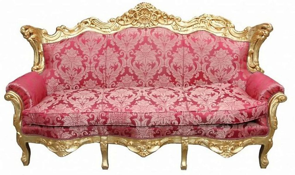 Casa Padrino 3-Sitzer Barock 3er Sofa Master Bordeaux Muster / Gold - Wohnz günstig online kaufen