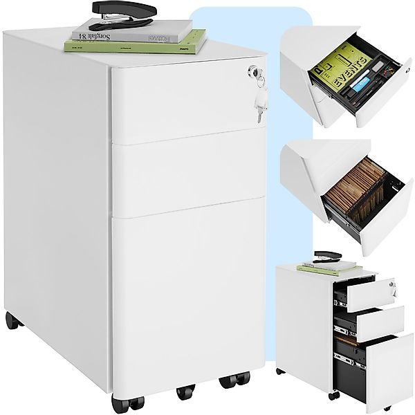 tectake Rollcontainer Aktenrollschrank, aus pulverbeschichtetem Stahl günstig online kaufen