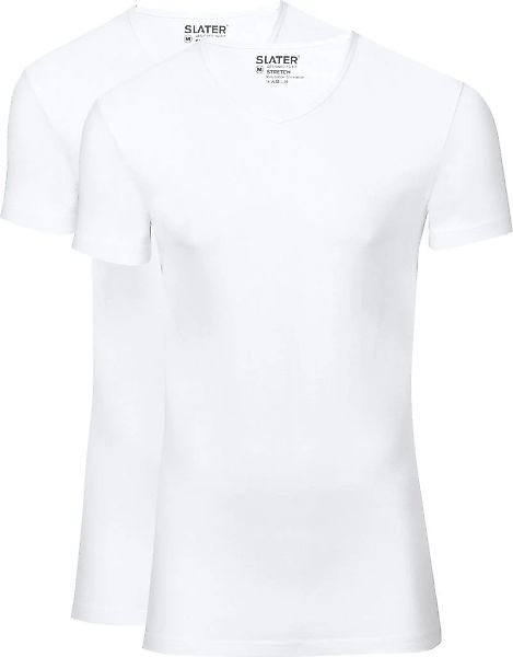 Slater 2er-Pack Stretch V-Ausschnitt T-shirt Weiß - Größe XXL günstig online kaufen