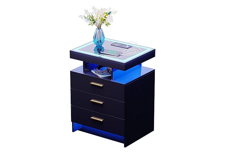 LVifur Nachttisch Smart Nachtschrank mit Ladefunktion, 3-fach dimmbar, 3 Sc günstig online kaufen