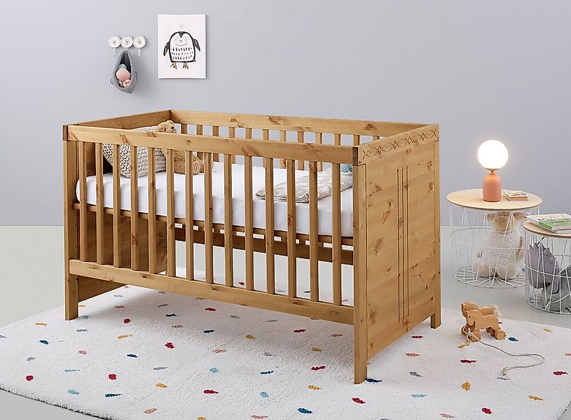 OTTO home Babybett Indra, Schlupfsprossen, 4-fach verstellbare Liegehöhe, F günstig online kaufen