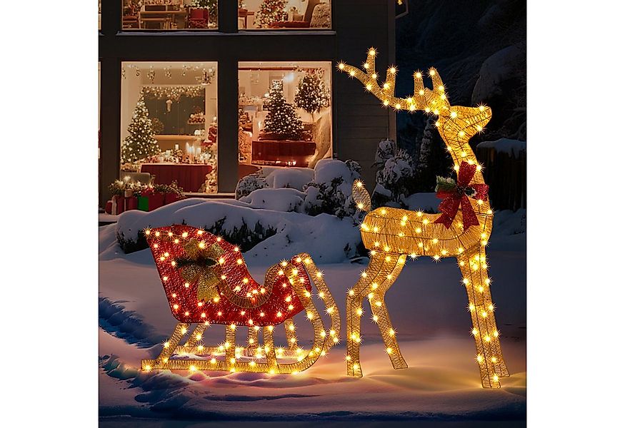 LALAHO Weihnachtsfigur LED Rentier mit Schlitten Weihnachtsbeleuchtung, mit günstig online kaufen