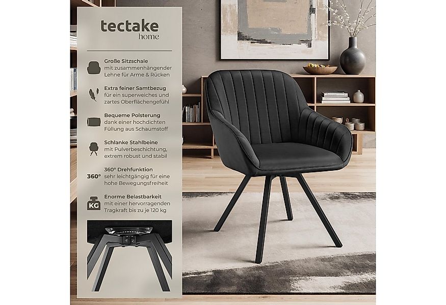 tectake Esszimmerstuhl Drehbarer Armlehnstuhl Snug Samtoptik, gepolstert (S günstig online kaufen