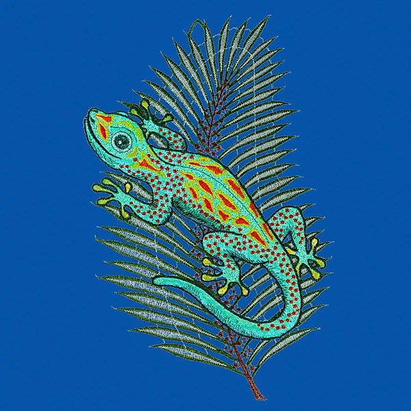 W. Reuter & Sohn - Plauener Spitze Fensterbild "Fensterbild "Gecko" farbig" günstig online kaufen